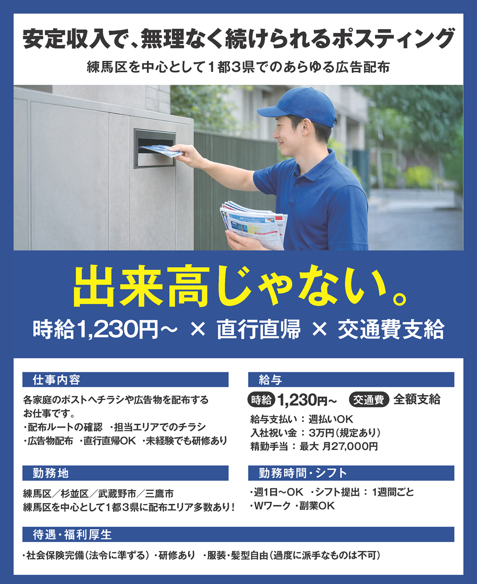 ポスティングスタッフ大募集！！